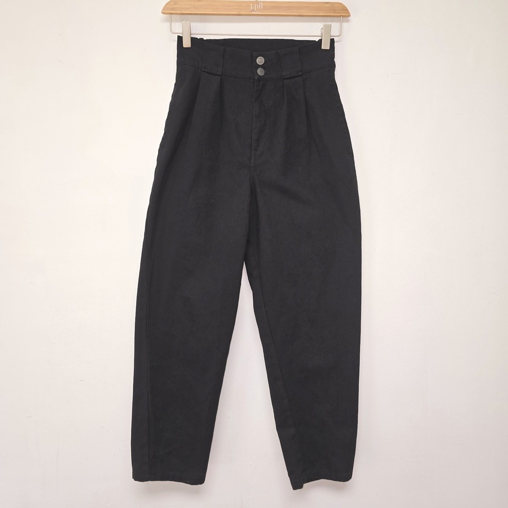 Lucy & Yak Size 28P Jeans Black Organic Cotton Pleated High Waisted Tapered Pant